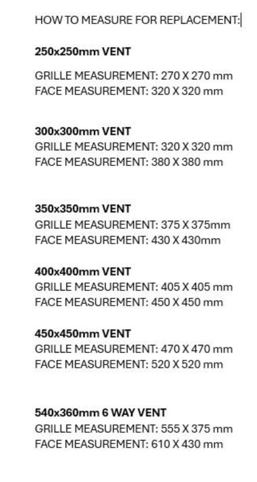 250x250 vent only