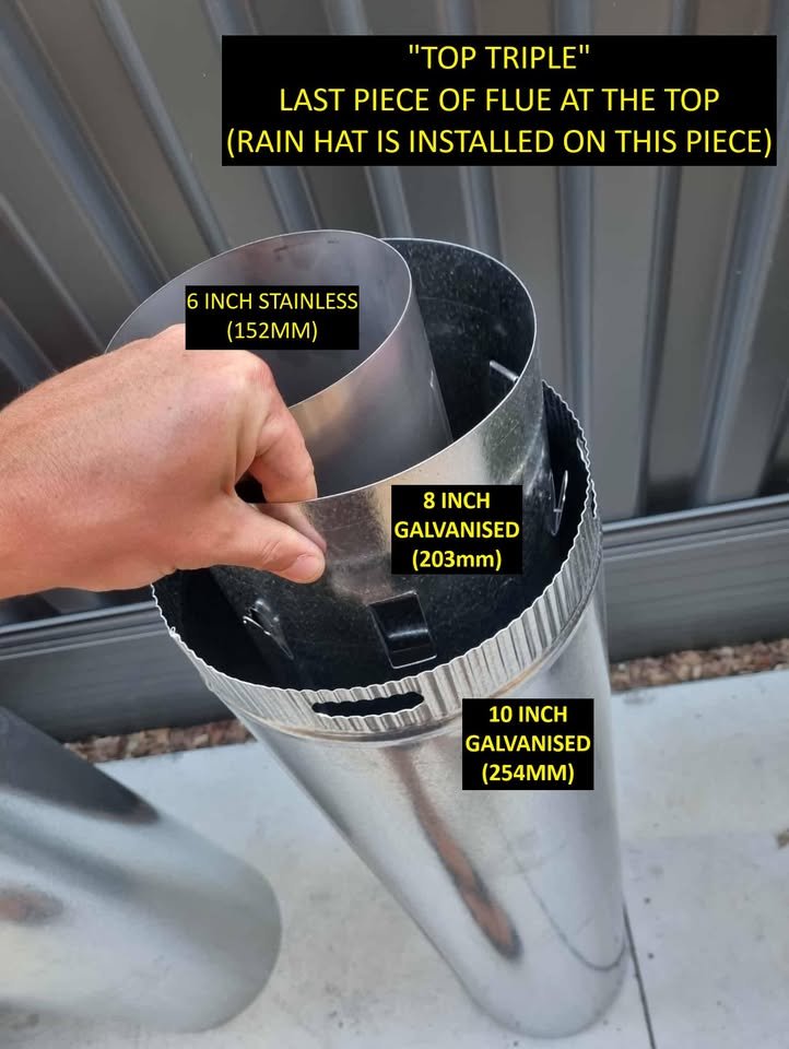 6" triple skin insulated 2 galv & 1 s/steel - 1m