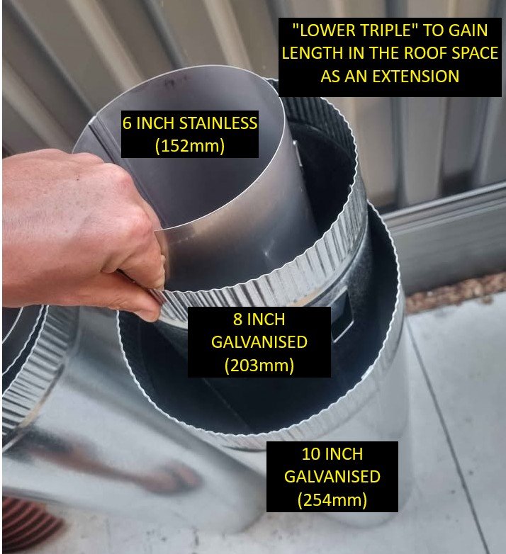6" triple skin insulated 2 galv & 1 s/steel - 1m